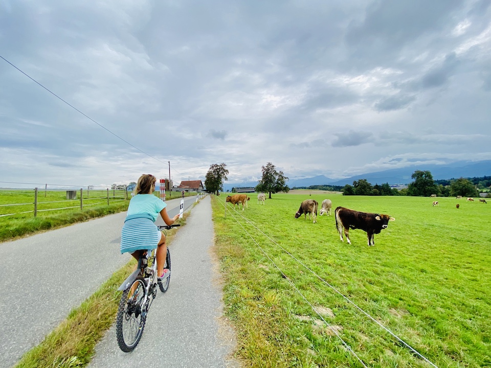With e-bike through the Swiss Countryside